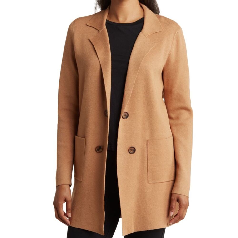 BY DESIGN Willow Notch Collar Long Cardigan - Camel Size L